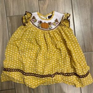 Yellow Fall Heart Patterned Kids Dress